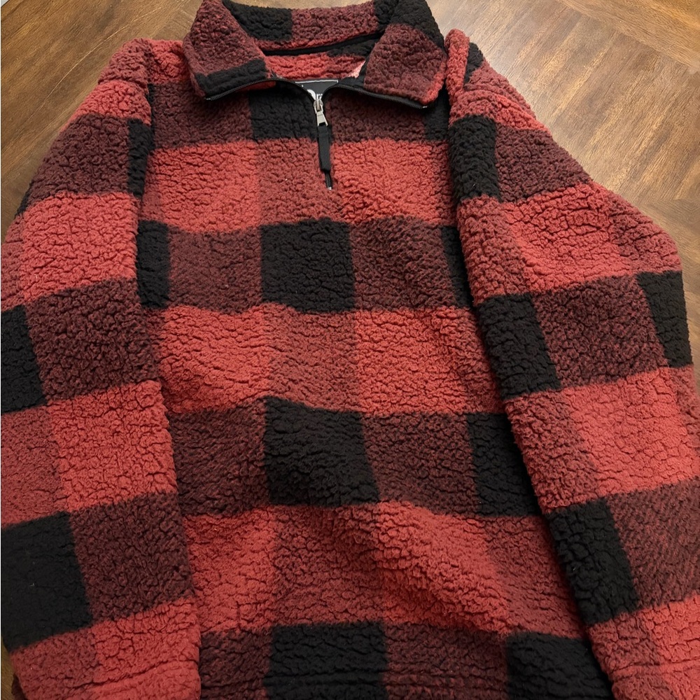 Boxercraft Red and Black Checkered Zip Up Sweater